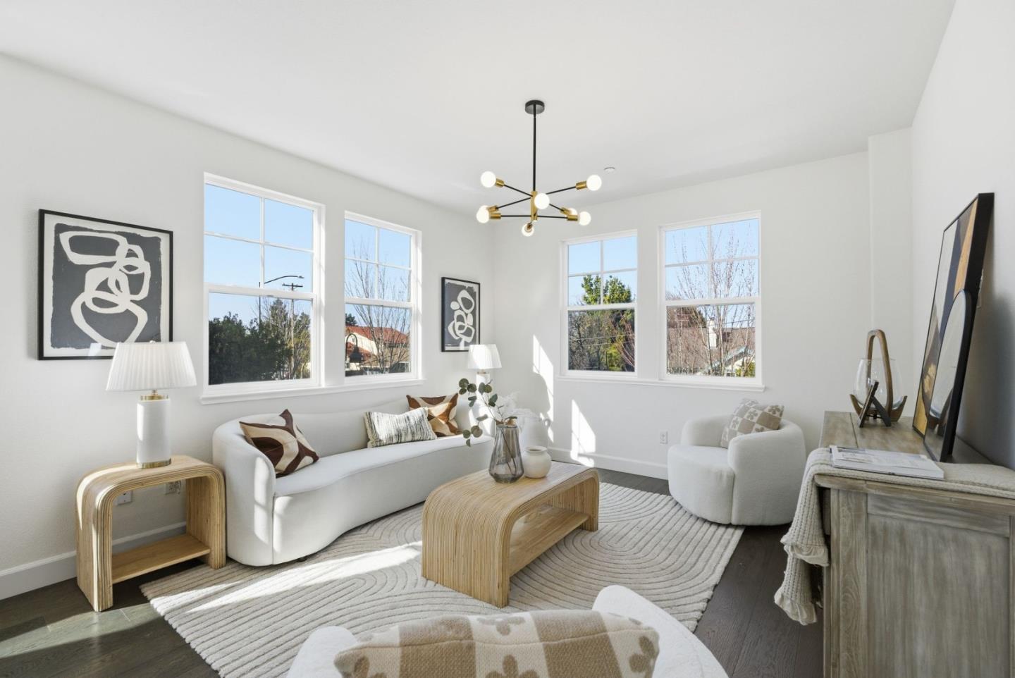 2039 Colony Street Mountain View, CA 94043 - Photo 5 of 43 a living room with furniture and a chandelier