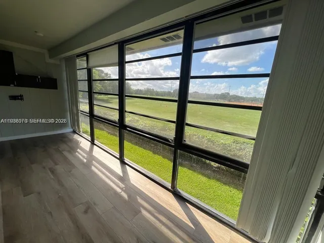 a view of a glass door with a glass door