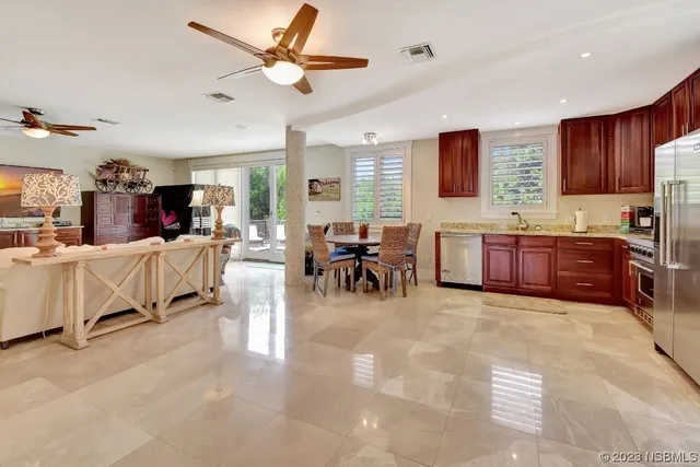 a living room with furniture