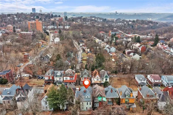 an aerial view of multiple house