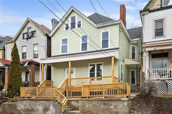 front view of a house with a porch