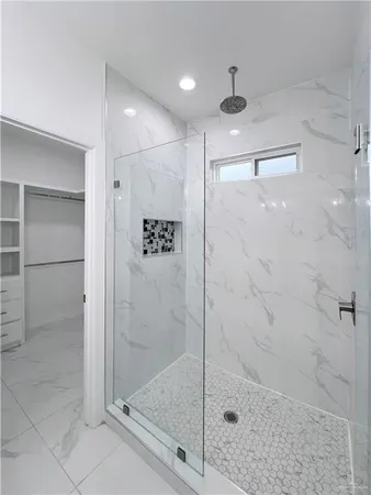 a bathroom with a shower