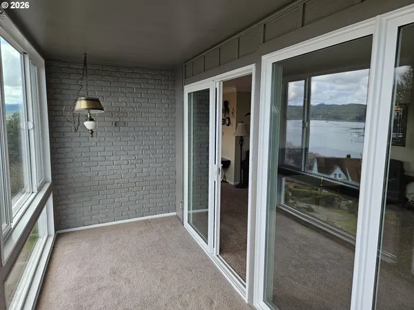 a view of a glass door