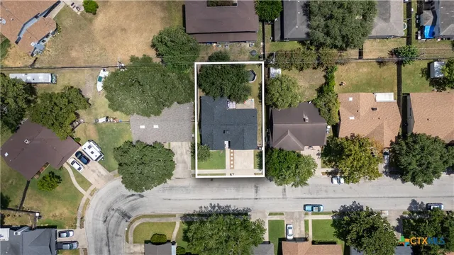 an aerial view of a house