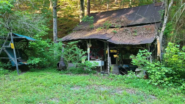 a view of a street with sitting area