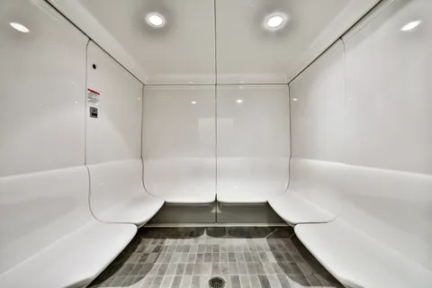 a bathroom with a shower and a bathtub
