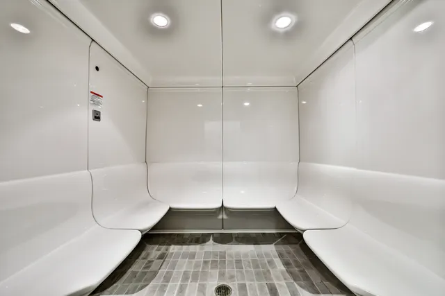 a bathroom with a shower and a bathtub