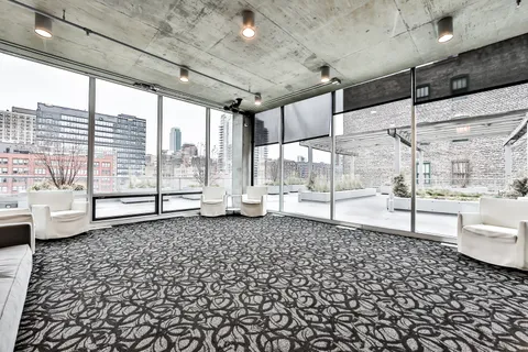 a living room with a large window