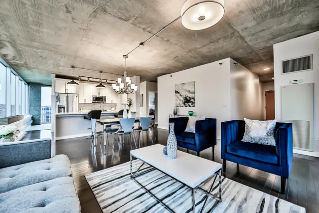 a living room with furniture