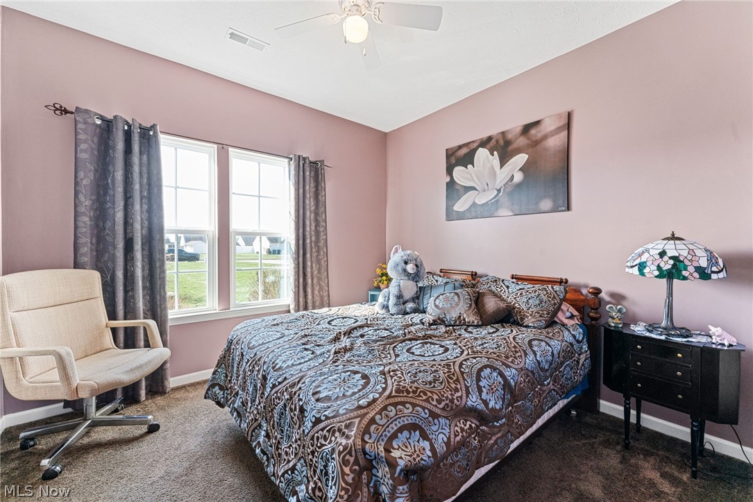 378 Springbrook Circle Elyria, OH 44035 - Photo 20 of 33 Bedroom with dark colored carpet and ceiling fan