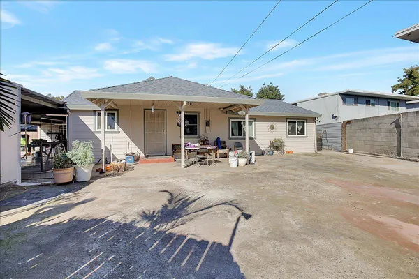 a view of a house with patio