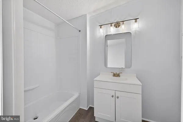 a bathroom with a sink a mirror and a bathtub