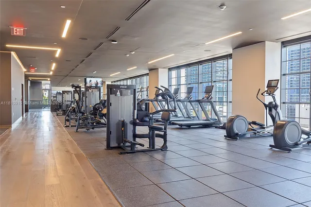 a view of a room with gym equipment