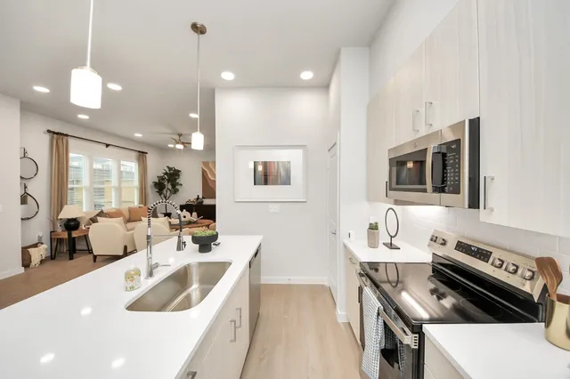 a living room with furniture