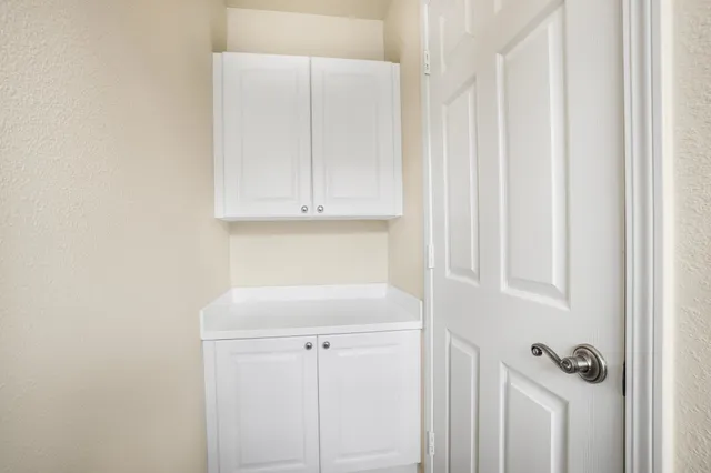 a view of a glass door with a from a window