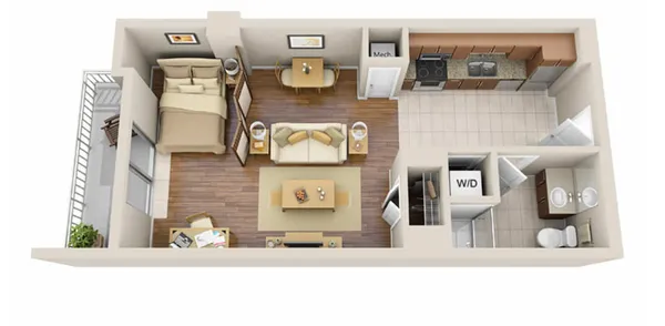a view of living room with furniture and wooden floor