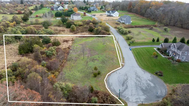 an aerial view of a swimming pool