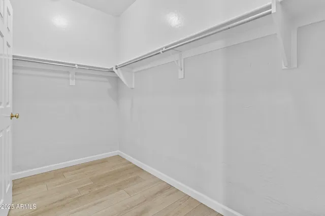 a view of an empty walk in closet
