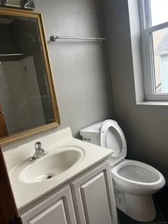 a bathroom with a bathtub