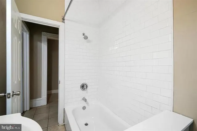 a bathroom with a bathtub