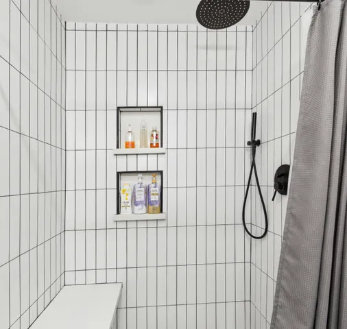 a bathroom with a shower