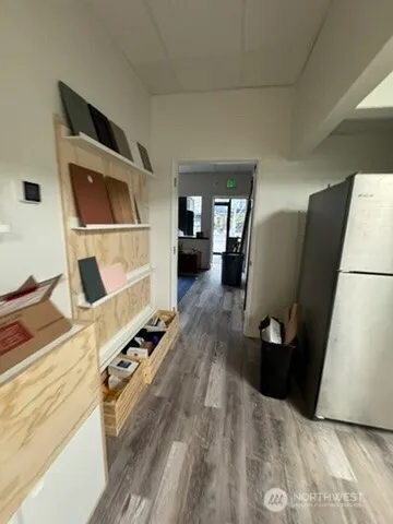 a view of a furniture in a room