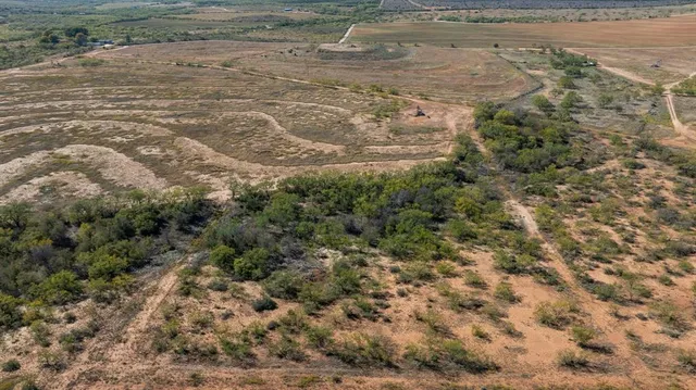 a view of a dry yard with wooden fence