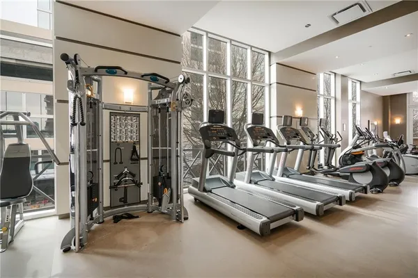 a view of a room with gym equipment