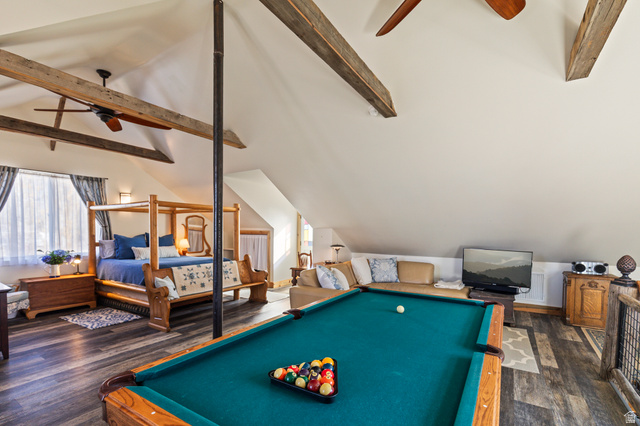 390 North 100 West Monroe, UT 84754 - Photo 124 of 167 Rec room featuring ceiling fan, pool table, and dark wood-style flooring