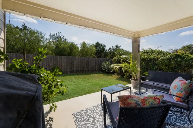 a view of an outdoor sitting area