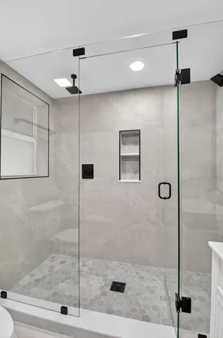 a bathroom with a shower
