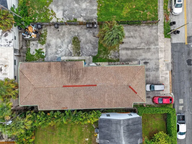 an aerial view of a house