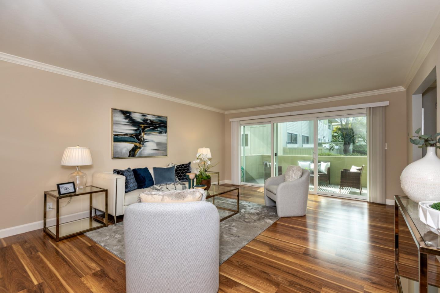 2379 Sharon Road Menlo Park, CA 94025 - Photo 12 of 19 a living room with furniture and a wooden floor