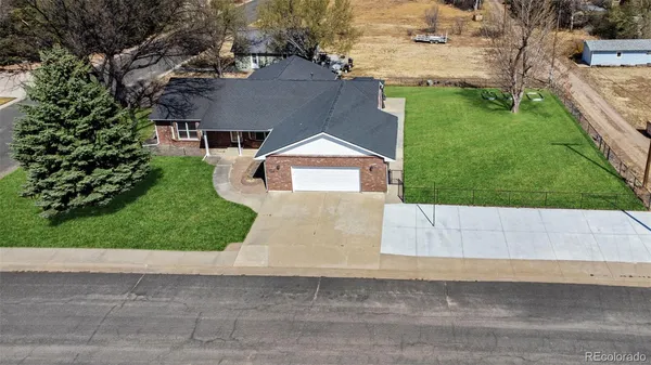 an aerial view of a house