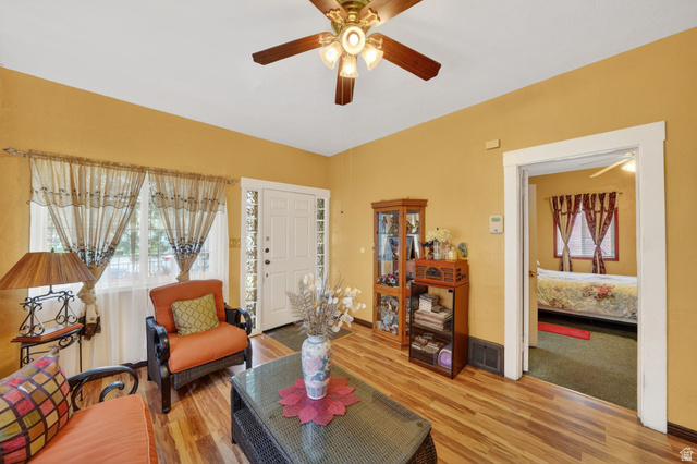 977 23rd Street Ogden, UT 84401 - Photo 5 of 29 Living area with light wood-style floors and ceiling fan