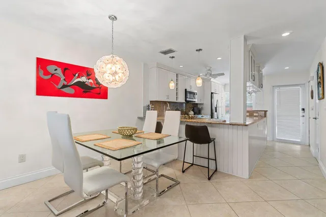 a view of kitchen with dining area