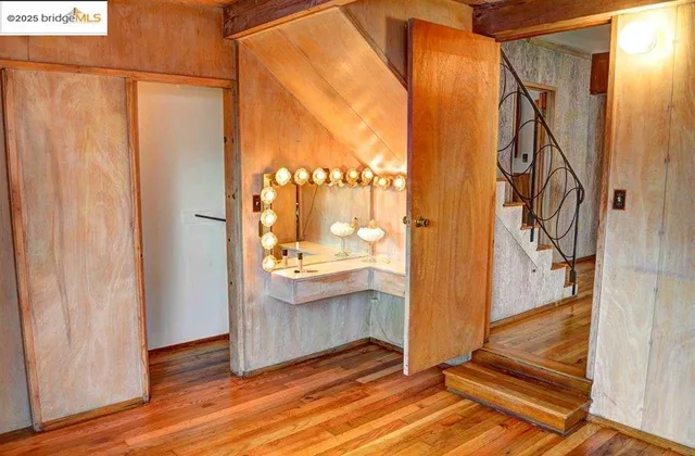 a view of a door and chair in a room