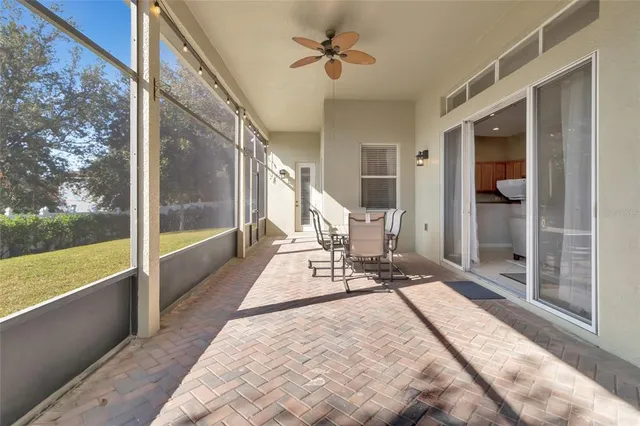 a view of a balcony with couch