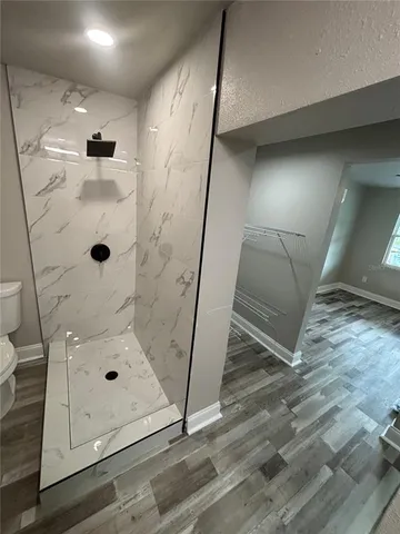a bathroom with a shower