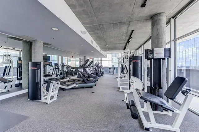 a view of a room with gym equipment