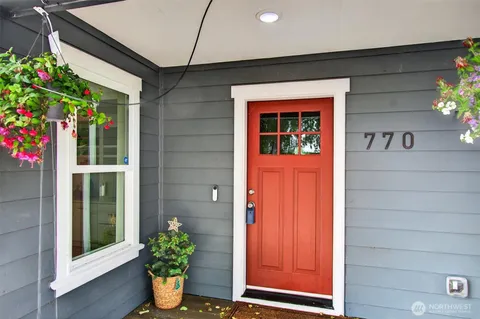 a front view of a house with an outdoor space