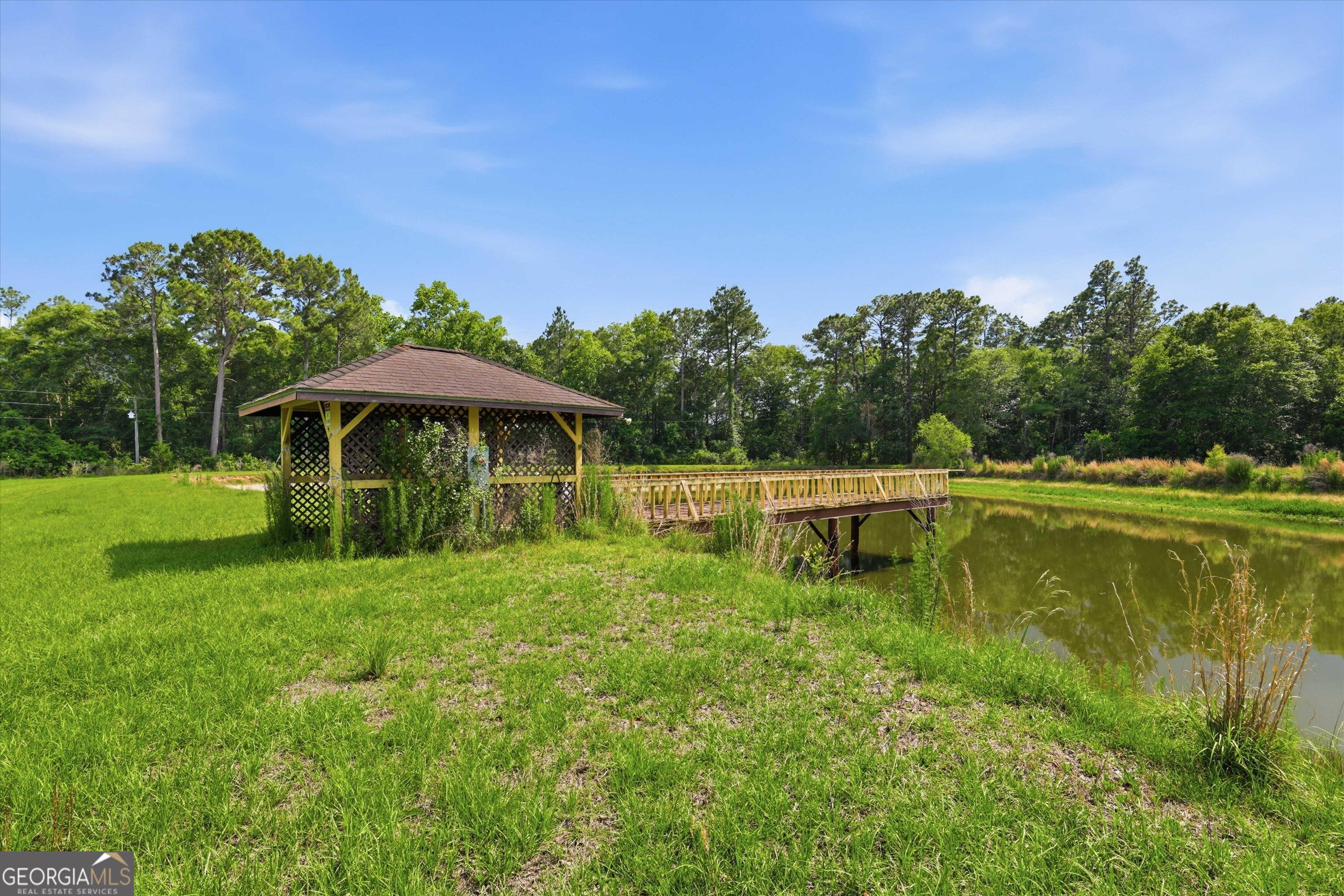 1525 Myron Hart Road Coolidge, GA 31738 - Photo 38 of 58 a view of a swimming pool with a table and chairs under an umbrella