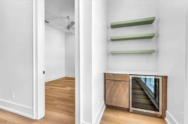 a view of a hallway with closet