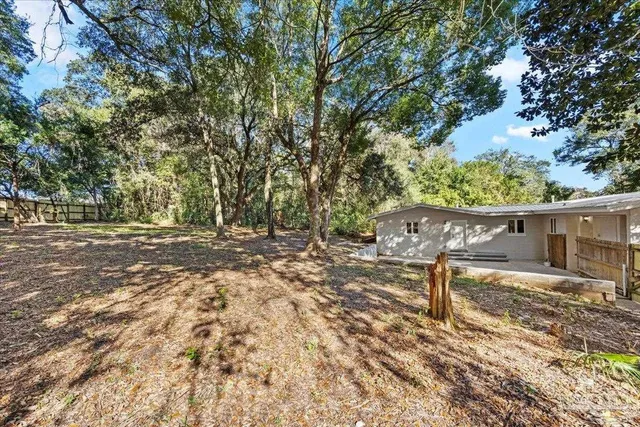 a backyard of a house with lots of green space