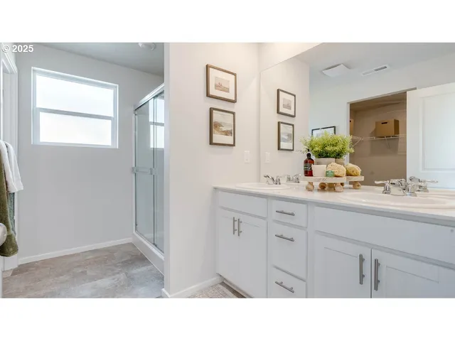 a bathroom with a sink double vanity