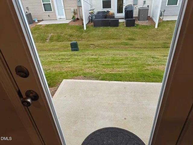 a view of swimming pool from a window