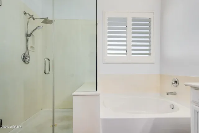 a bathroom with a bath tub and a shower