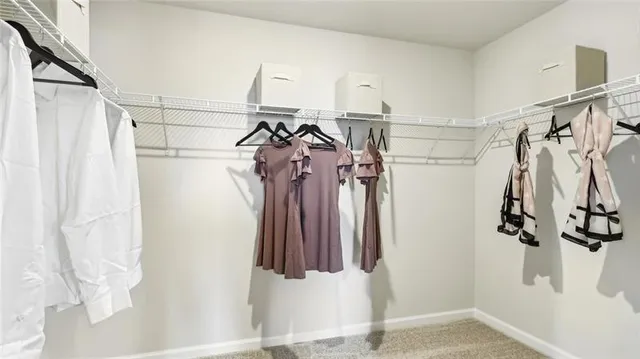 a view of walk in closet with clothes