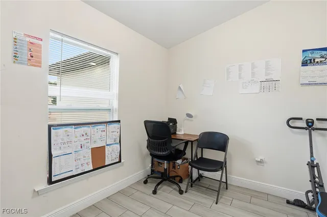 a chair and table in a room
