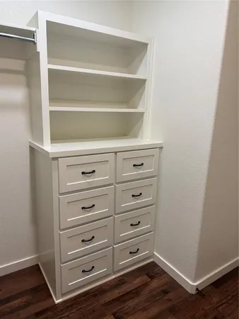 a close up view of dresser